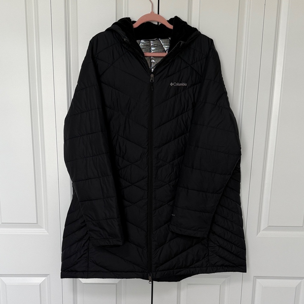 Columbia Quilted Black Hooded Coat
